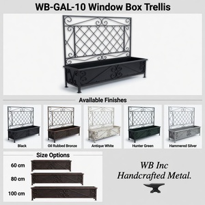 Support de treillis pour jardinière longue en fer, noir thermolaqué, rustique, pour jardin, patio, extérieur, avec trou de drainage, vente en gros - Product Image 3