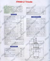 ITK60-2 de tube de triode d'oscillateur d'électrons d'à haute fréquence, ITK60-2 de tube d'amplificateur de puissance de rf