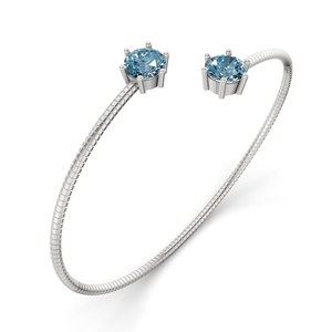 Brazalete Elora Flexi de Oro Rosa de 14 Quilates con Diamante de Laboratorio Azul Hielo (1 Ct.) Tw. Nuevas Joyas de Moda en Venta para Compromiso - Product Image 4