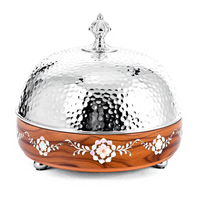 Chauffe-plat isolant artisanal moderne en métal et bois, écologique, pour buffets, hôtels, salles de banquet et restaurants