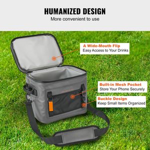 Borsa Frigo Morbida Portatile Leggera da 24 Lattine Impermeabile con Cerniera Antifuoriuscita per Uso Esterno - Product Image 6