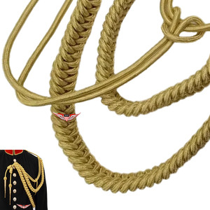 สายสะพายไหล่เครื่องแบบเยอรมันสีทองแบบถัก  สายถักทองคำ  ปลายสายโลหะ  สายโลหะ - Product Image 4