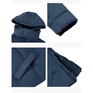 Manteau d'hiver pour homme, veste matelassée extra longue, imperméable, parka épaisse, vêtements d'extérieur isolés avec capuche amovible, chaud pour le temps froid - Product Image 3