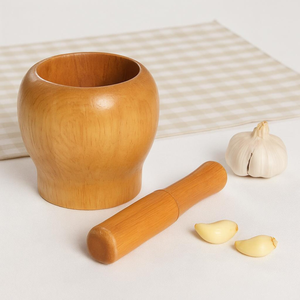Mortero y Pilón de Madera Reutilizables, Duraderos y Ecológicos, Hechos a Mano, para Especias, Hierbas, Ajo y Jengibre, Utensilio de Cocina - Product Image 2