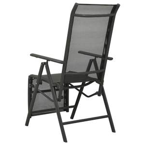 Ensemble de 2 chaises de jardin en aluminium noir thermolaqué avec assise en textilène durable pour l'extérieur - Product Image 5