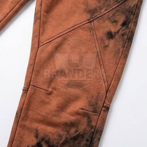 Men Washed Effect Tracksuit Full <b>Zip</b> <b>Hooded</b> Jacket Matching Jogger Pants Contemporary Casual Streetwear Two Piece Outfit - Product Image 5