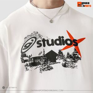 T-shirt graphique vintage pour homme, blanc, coupe oversize, streetwear, décontracté, imprimé, manches courtes, coupe ample, très tendance. - Product Image 5