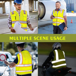 High Visibility Polyester Safety Vest with Neon Fabric for <b>Outdoor</b> Workers <b>Runners</b> Traffic Staff - Product Image 4