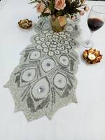 Chemin de table en tissu bohème de luxe fait main, forme personnalisée, design floral perlé, tapis et dessous de plat durables, écologiques et légers