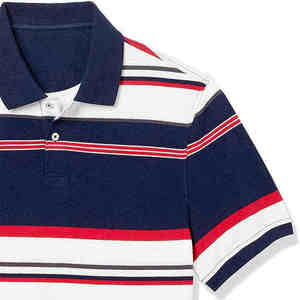 เสื้อโปโลชายลายทาง แขนสั้น ผ้าถักลำลอง ผ้าฝ้าย สกรีนโลโก้ได้ - Product Image 4