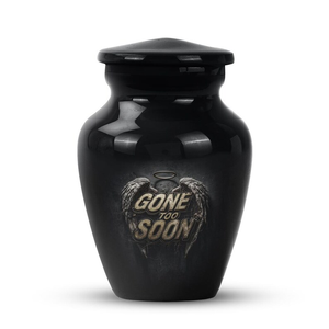 Black Aluminum Cremation Urn Glossy Memorial Keepsake <b>Casket</b> Customizable Design <b>for</b> Adult <b>Ashes</b> - Product Image 4