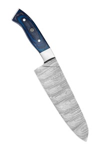 Ensemble de 4 couteaux de cuisine en acier damas fait main, lame en acier, manche en bois Pakka avec embout en acier et mosaïque - Product Image 4