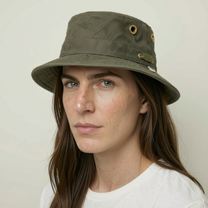 Chapeau Bob Unisexe en Toile Personnalisable avec Logo, Vert Olive, pour Pêche, Randonnée, Voyage, Protection Solaire Printemps-Été avec Ventilation à Œillets - Product Image 1