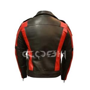 Chaqueta de Cuero Unisex Personalizada OEM, Negra y Roja, para Motociclistas, Fabricante - Product Image 4