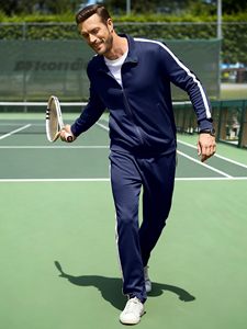 Ensemble de survêtement pour homme en polyester, deux pièces, avec fermeture éclair intégrale, vêtements de sport respirants, poche latérale, personnalisation de la marque, service OEM - Product Image 6