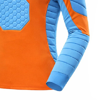 Maillot de football compressif rembourré pour homme, orange et bleu, manches longues, col rond, ajusté, en maille respirante, séchage rapide