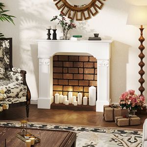 Cornice per Caminetto Elettrico Autoportante in Stile Barocco Bianco, 110 cm L x 109 cm H - Product Image 6