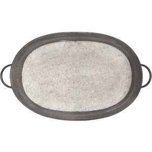 Juego de 2 bandejas rústicas de metal galvanizado plateado con borde y asas de cobre, bandeja decorativa para exhibición en la cocina y decoración del hogar. - Product Image 2