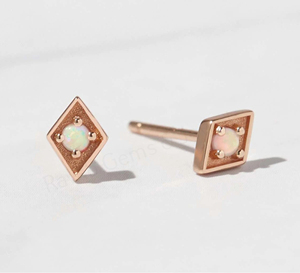 Natural Ethiopian Opal Handmade 18K Gold Plated 925 <b>Silver</b> 4mm Round Prong Set Designer <b>Stud</b> Earrings Fine Jewelry Gift Women's - Product Image 3