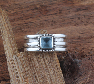 Luxury Natural Blue Topaz Band <b>Ring</b> Elegant 925 Sterling <b>Silver</b> <b>Statement</b> Jewelry High-Quality Genuine Swiss Blue Topaz <b>Ring</b> - Product Image 4