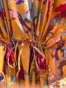 Bird Print Floral Cotton <b>Kaftan</b> Dress for Women Boho <b>Beach</b> Cover up Kimono Style Daily Wear Straight Maxi <b>Kaftan</b> - Product Image 5