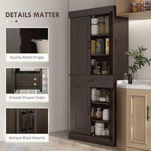 "Modern Solid Wood MDF 4-Door 2-Cabinet <b>Kitchen</b> <b>Pantry</b> with Large Drawers for Efficient Storage" - Product Image 6