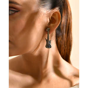 Meera Jaipur Silver <b>Stud</b> <b>Earrings</b> MTER527 for Guitar Players-Elegant and Durable <b>Fine</b> Jewelry for Music Lovers India - Product Image 1