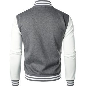 Lightweight Bomber Coat for Adult and Youth in Striking White & <b>Grey</b> Colors Featuring Stitched Varsity <b>Jacket</b> for man - Product Image 5