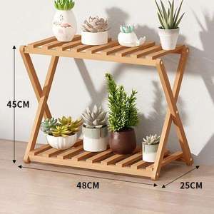 Support à fleurs en bois 48x25x45cm, étagère à plantes d'intérieur moderne et minimaliste pour usage domestique - Product Image 1