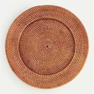 Assiette de Présentation en Rotin Écologique Moderne Premium 300mm 5mm d'Épaisseur Faite à la Main Vietnam Décoration Hôtel Maison Cuisine Meilleurs Tapis et Sous-Plats - Product Image 5