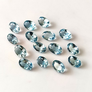 Gemas de Aguamarina y Zafiro Azul Natural Santa María, Certificadas Internacionalmente, Calibradas, Corte Ovalado de 6x4 mm, 5.55 Quilates, Facetadas, 15 para - Product Image 2