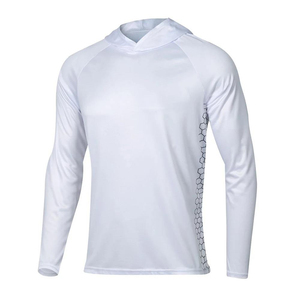 Chemise de sport pour homme à manches longues, logo sur le devant, blanche, unie, séchage rapide, respirante, coupe ajustée, tricotée en coton et fibre de bambou - Product Image 4