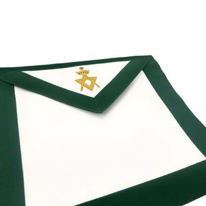 Tablier maçonnique 100% cuir d'agneau, fait main, pour membre du grade AMD - Vert - Product Image 5