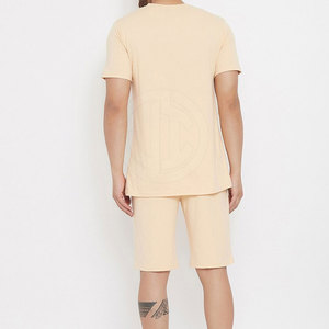 Ensemble deux pièces décontracté homme hiver personnalisé avec logo – T-shirt et short – Polyester/coton écologique – Meilleures ventes - Product Image 3
