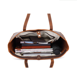 Sac fourre-tout vintage en cuir PU grande capacité avec doubles poignées - Product Image 3