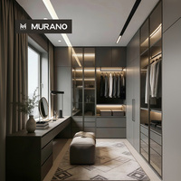 Armoire intégrée sur mesure OEM/ODM avec porte vitrée et éclairage LED pour dressing