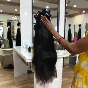 Indian Virgin Raw Human Hair Weaves Bundles 8\"-36\" Straight <b>Water</b> Wave Texture Soft Mixed Length Human Hair Extensions - Product Image 1