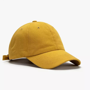 Casquette de baseball unisexe en coton jaune à 6 panneaux, ajustable, couleur unie, style décontracté printemps-été - Product Image 5