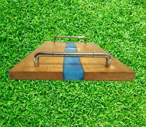 Plateau de service rectangulaire en bois pour mariage royal, plateau de service alimentaire en bois et résine, plateau de service pour cuisine et table, plateau alimentaire en bois - Product Image 2