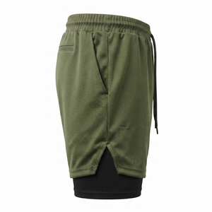 Pantalones Cortos para Hombre al por Mayor, Color Verde Oliva, con Símbolo de Anime Berserk, Logotipo Personalizado en la Parte Delantera, Cierre Elástico a la Altura de la Rodilla, Cintura Media, Transpirables, 100% Algodón - Product Image 2