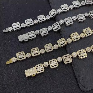Suministro Directo de Fábrica, Cadena Cubana Estilo Hip-Hop, Plata de Ley S925, Chapada en Oro Blanco, Cadenas Finas, Collares para Hombre y Mujer - Product Image 2