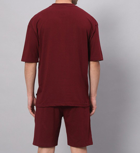 100% Cotton Men's Clothing Two Piece <b>Waffle</b> Set Tracksuit Outerwear Short Sleeve Breathable T <b>Shirt</b> With Shorts Blank Sets - Product Image 2