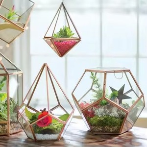 Indoor Decor Glass Metal Terrarium Planter Stylish Geometric Plant Holder Home Decoration - Product Image 2