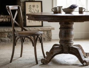 Meubles et décoration d'intérieur en bois d'Indonésie de haute qualité, table à manger ronde en teck massif recyclé - Product Image 3