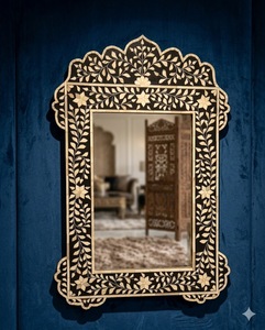 Miroir mural décoratif Art Déco en bois fait main et écologique pour salon, chambre et entrée - Product Image 2