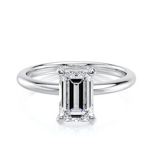 Anillo de Compromiso con Diamante Cultivado en Laboratorio, Corte Esmeralda de 2.85 Quilates, Oro Blanco, Solitario, Joyería Fina Personalizada, Venta al Por Mayor OEM - Product Image 1