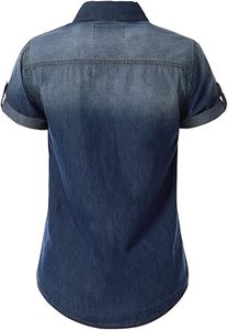 Camisas de mezclilla ecológicas al por mayor OEM 2026 para mujer, transpirables, hechas a medida, de algodón, con cuello en V, estilo High Street, para otoño e invierno - Product Image 4