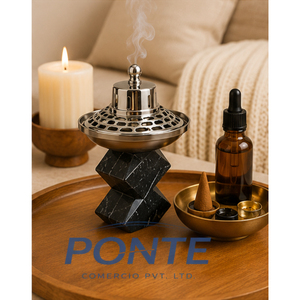 Luxury Geometric Marble Incense Burner Modern Metal <b>Bakhoor</b> Holder for Home Decor <b>Oud</b> Fragrance & Meditation Gifts - Product Image 4