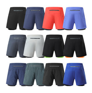 Short de fitness taille haute double couche avec poches pour homme, shorts de sport pour course à pied design pour homme - Product Image 2