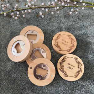 Décapsuleurs en bois ronds en acier inoxydable avec gravure personnalisée, faits à la main, réutilisables, accessoires de bar - Product Image 5